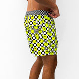 Men's Hybrid Swim Trunks in Neon Electric Lime Smiley