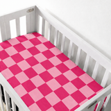 Bamboo Crib Sheet in Bubble Gum Checkered