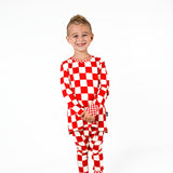Bamboo Two Piece Set in Candy Cane Checkered