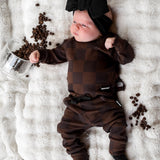 Organic Ribbed Set in Espresso Checkered