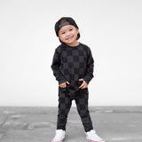 Bamboo Two Piece Set in Charcoal + Black Checkered