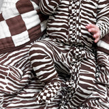 Organic Muslin Quilt in Desert Zebra x Cocoa + Cream Checkered