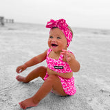 UPF50+ Retro Skirted Bikini Two Piece Swimsuit in Bubble Gum Leopard