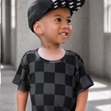 Biker Two Piece Set in Black + Charcoal Checkered