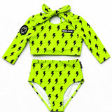 UPF50+ Cropped Two Piece Swimsuit in Neon Electric Lime x Jagger