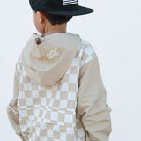 Pullover Windbreaker in Salt + Sand Checkered