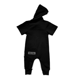 Image of Hooded Rebel Short Sleeve Romper in Black