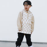 Pullover Windbreaker in Salt + Sand Checkered