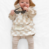 Pullover Windbreaker in Salt + Sand Checkered