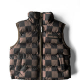 Puffer Vest in Cocoa + Black Checkered