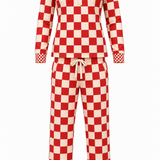 Women’s Bamboo Two Piece Set in Candy Cane Checkered
