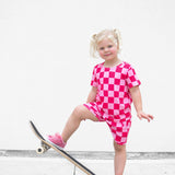 Biker Two Piece Set in Bubble Gum Checkered