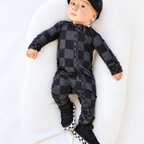Bamboo Zippy Sleeper in Charcoal + Black Checkered
