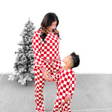 Women’s Bamboo Two Piece Set in Candy Cane Checkered