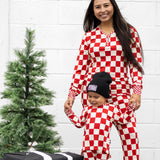 Women’s Bamboo Two Piece Set in Candy Cane Checkered