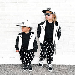 Image of Live Fast Hydro Bomber Jacket in Black/White (FINAL SALE)
