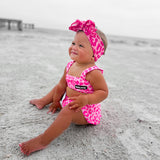 UPF50+ Retro Skirted Bikini Two Piece Swimsuit in Bubble Gum Leopard