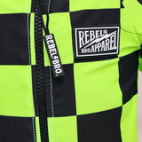 UPF50+ Boys Swim Romper in Neon Electric Lime + Black Checkered