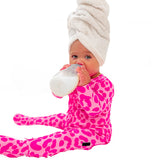 Ruffled Bamboo Zippy Sleeper in Bubble Gum Leopard