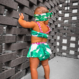UPF50+ Retro Skirted Bikini Two Piece Swimsuit in Palm Paradise