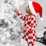Bamboo Two Piece Set in Candy Cane Checkered