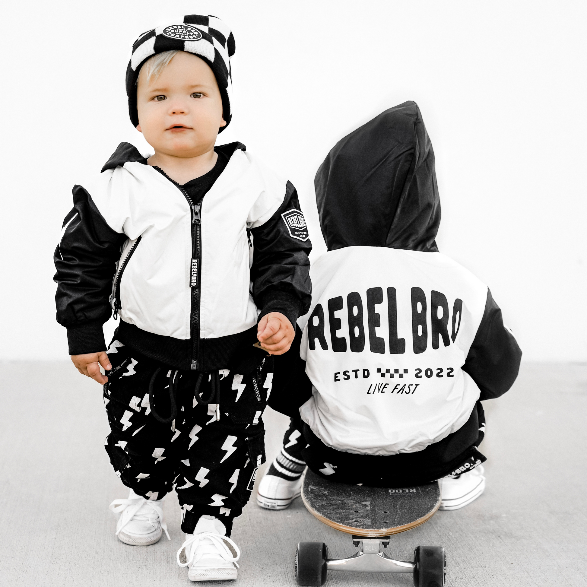 Live Fast Hydro Bomber Jacket in Black/White (FINAL SALE)