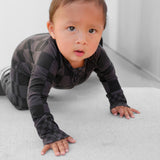 Bamboo Zippy Sleeper in Charcoal + Black Checkered