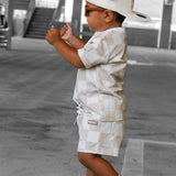 Everyday Cotton Shorts Set in Salt + Sand Checkered