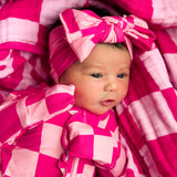 Bamboo Bow in Bubble Gum Checkered