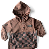 Pullover Windbreaker in Cocoa Checkered