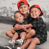 Bummie Two Piece Set in Black + Charcoal Checkered