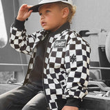 Bomber Jacket in Black + White Checkered