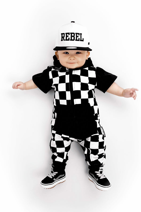 Hooded Rebel Short Sleeve Romper in Venice - Rebel Bro