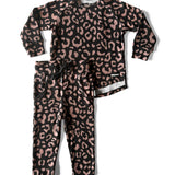 Organic Ribbed Set in Midnight Mocha Leopard