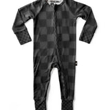 Bamboo Zippy Sleeper in Charcoal + Black Checkered