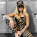 Women's Overall in Checkered Black + Taupe