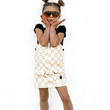 Overall Dress in Salt + Sand Checkered