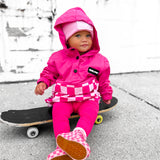 Pullover Windbreaker in Bubble Gum Checkered