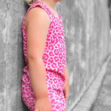Tank + Biker Two Piece Set in Bubble Gum Leopard