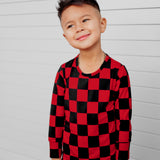 Bamboo Two Piece Set in Americana Red + Black (Checkered)