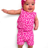 Tank + Biker Two Piece Set in Bubble Gum Leopard