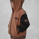 Hydro Letterman Jacket in Black + Rust