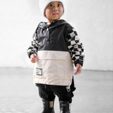 Pullover Windbreaker in Black/Oat