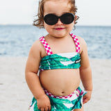 UPF50+ Retro Skirted Bikini Two Piece Swimsuit in Palm Paradise