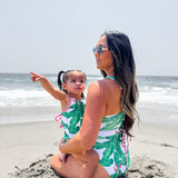 UPF50+ Women's One Piece Swimsuit in Palm Paradise