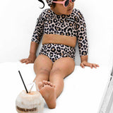 UPF50+ Cropped Two Piece Swimsuit in Ava (Leopard)