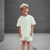 Everyday Cotton Shorts Set in Salt + Sand Checkered