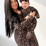 Women’s Bamboo Two Piece Set in Midnight Mocha Leopard