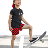 Hybrid Swim Trunks in Americana Red + Black Checkered