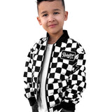 Bomber Jacket in Black + White Checkered